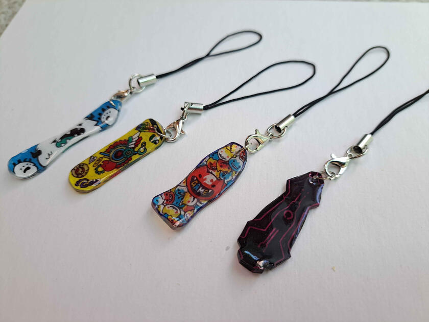 Mini Skate Deck Shrink Plastic Resin Phone Charms