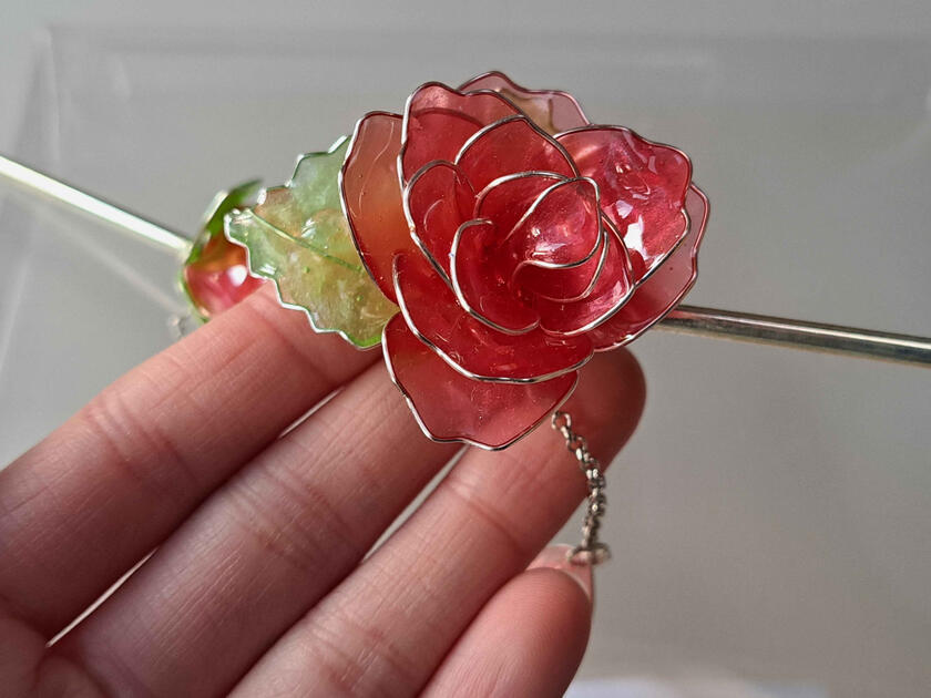 Rose Resin Hair Fork