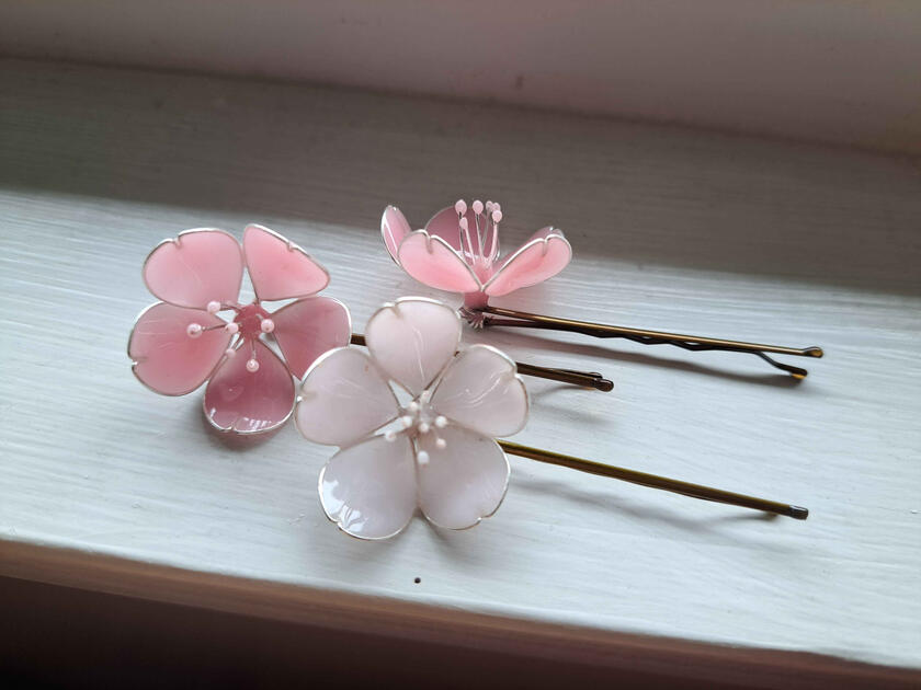 Cherry Blossom Resin Bobby Pin