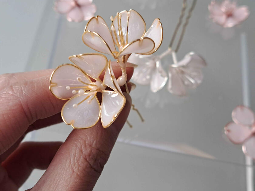 Cherry Blossom Resin Hair Fork